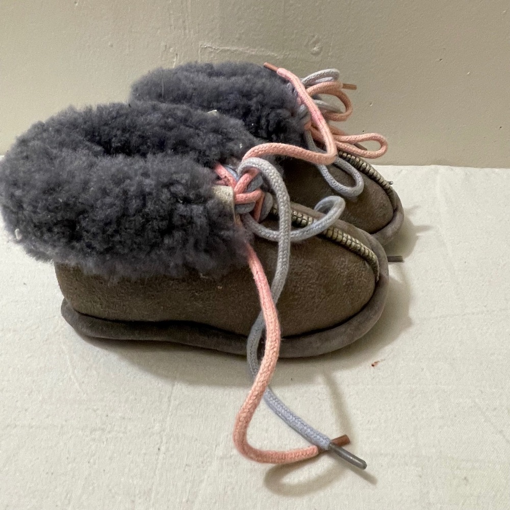 Australian Genuine Sheepskin Slippers Baby Medium Gray Cozy Warm Winter Boots